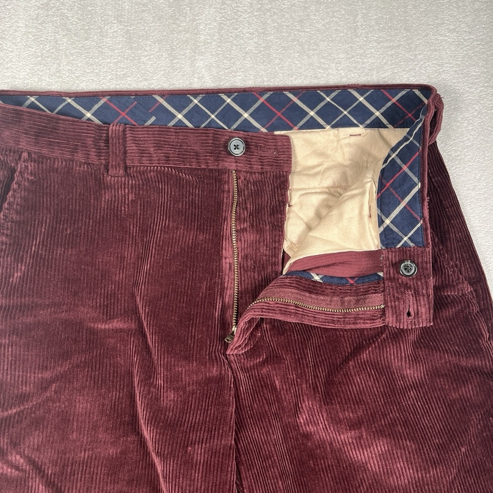 Brooks Brothers Corduroy 346 Pants Men 34x32 Burgundy Cotton Dress Casual-EUC - Picture 4 of 11
